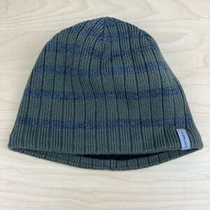 Carhartt Winter Beanie Hat Ribbed Striped Green & Gray Tab Logo OSFA